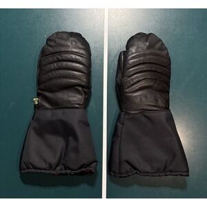 Vintage Kombi Cowhide Leather Mittens Down Feather Insulation Men's Large‎ Black